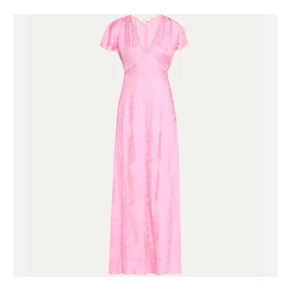 LOVESHACKFANCY Jacquard Printed Elegant Pink Maxi Dress NEW - Picture 8 of 11